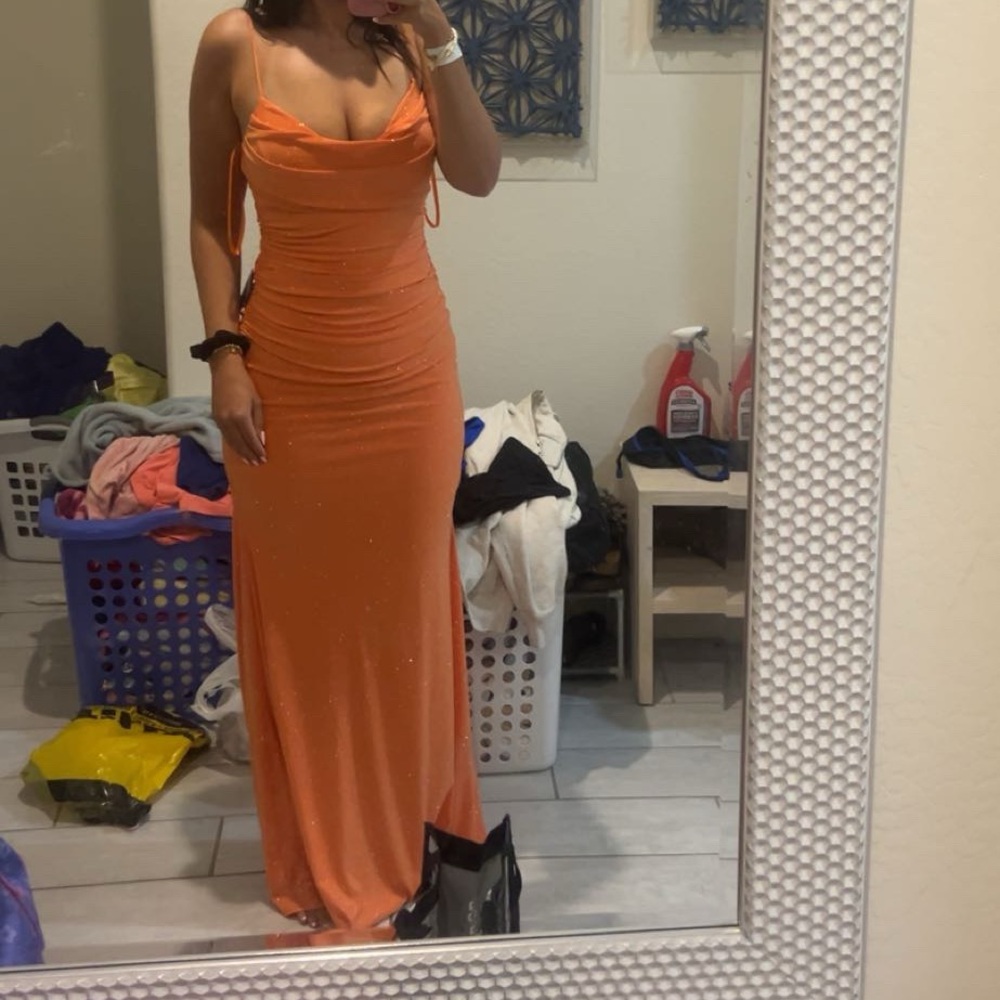 Elegant Orange Evening Gown